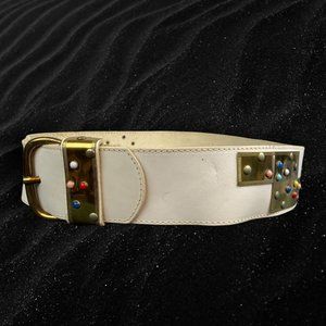 Vintage 80's Wide Belt with Gold Metal Accents